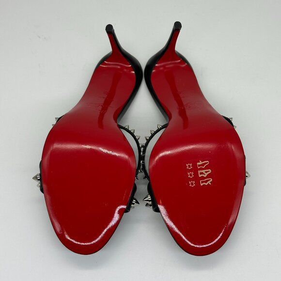 Christian Louboutin TATOOSH SPIKES 85 Leather Mule Slide Sandal Heels Shoes - Picture 14 of 16